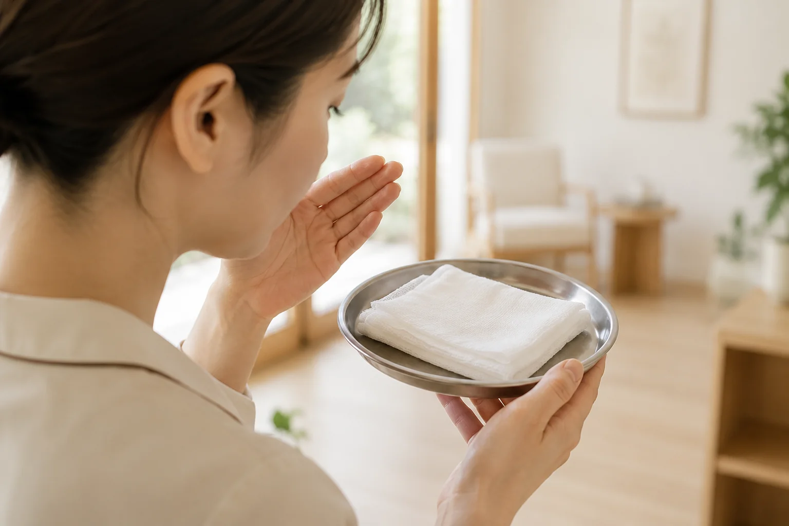 ガーゼを使った汗・体臭チェックのイメージ